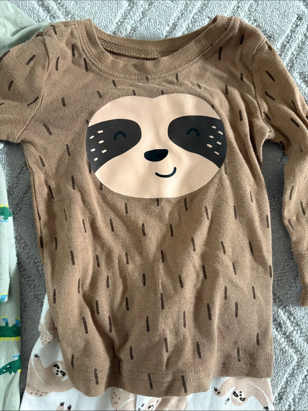 Old Navy Green Alligator & Brown Sloth baby Pajama 2-Pack